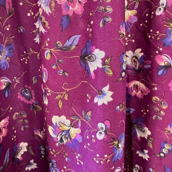 Jennifer Gee VTG 80s 90s Cottagecore Floral Plum Prairie Dress Bow - Picture 5 of 8